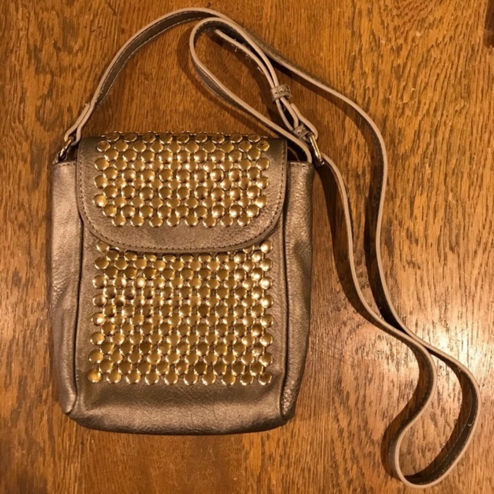 CoLab Crossbody Gray Gold Silver Studded Bag Purse